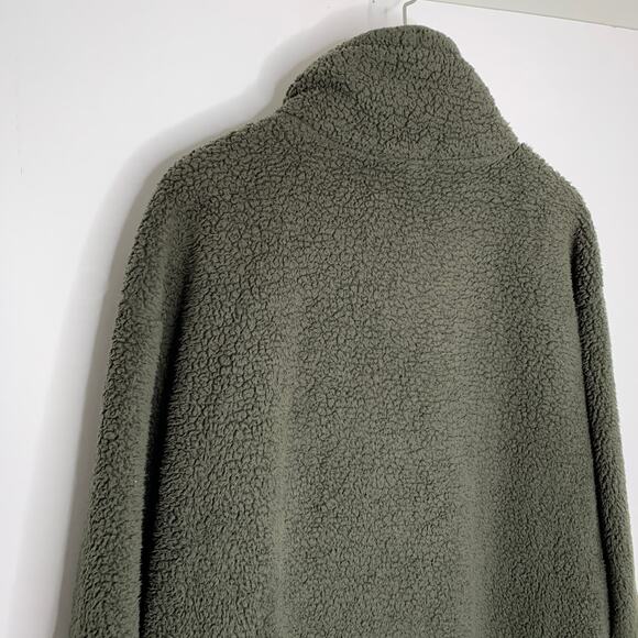 Athleta Talus Olive Green Sherpa 1/2 Zip Pullover Jacket Womens Large - Picture 5 of 16